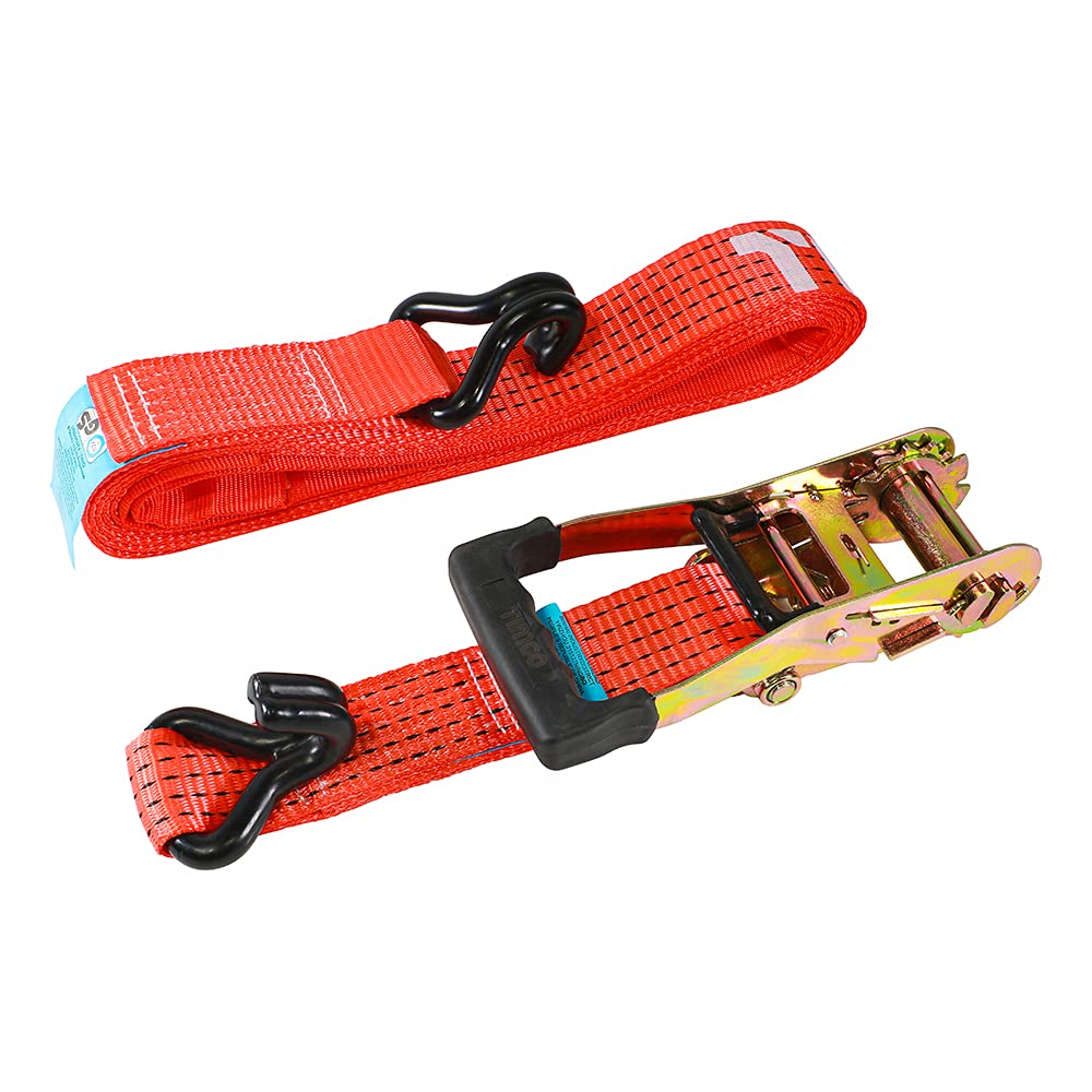 Timco Red Ratchet Strap - J Hook - Heavy Duty - 5M X 50Mm