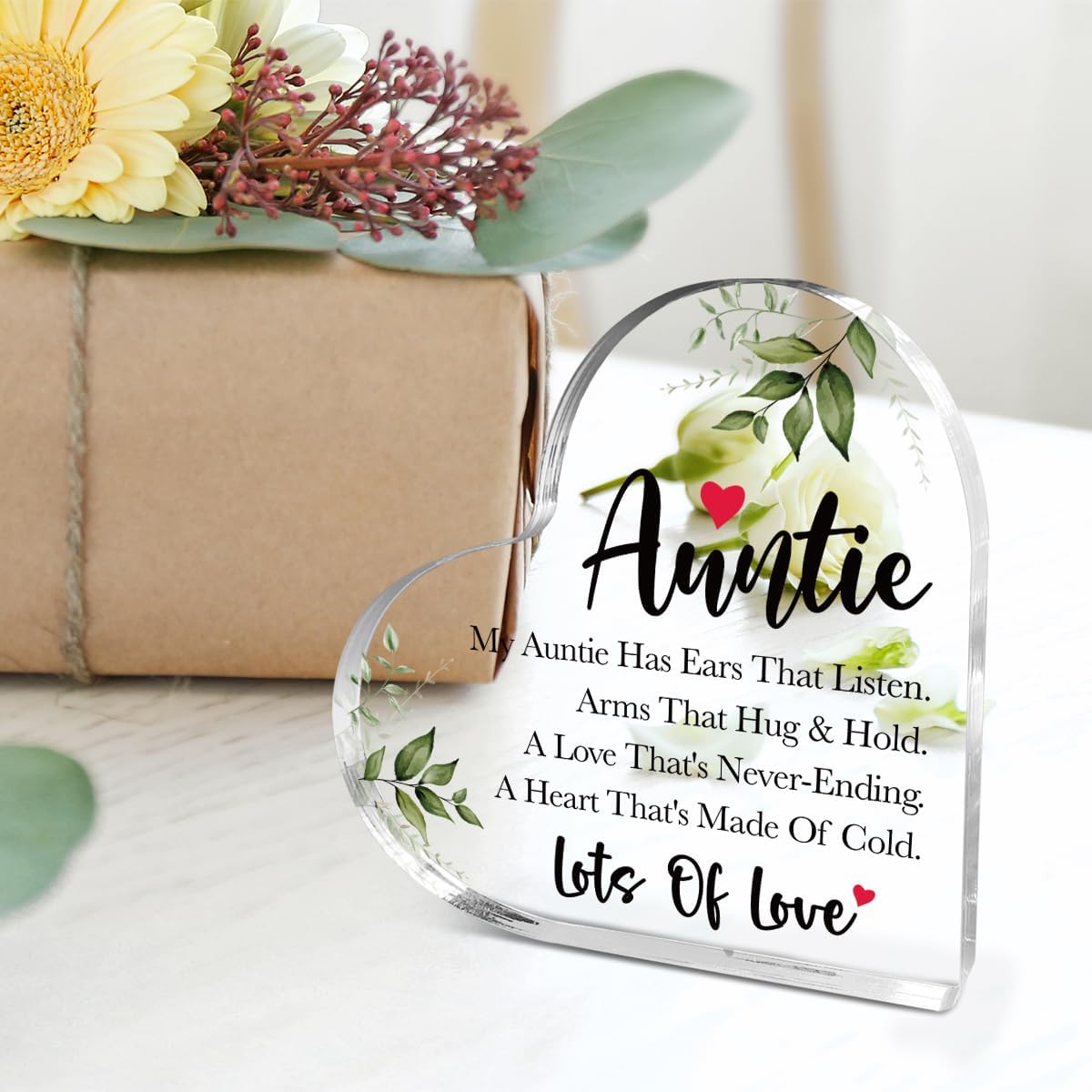 Aunt Gifts,Thank You Gifts for Aunts Mother's Day Birthday Christmas,Unique Auntie Gift Ideas,Lots of Love Acrylic Heart Plaque - Image 7