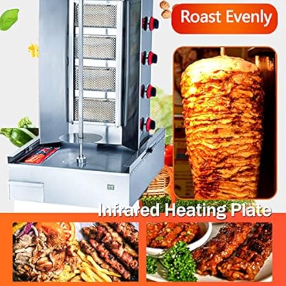 Multigrill für Zuhause Hähnchengrill Gas mit Drehspieß Drehgrill, Multigrill Dönermaschine Gyrosmaschine Gyrosgrill Brenner Tischgrill BBQ Döner für Zuhause Drehgrill Edelstahl – Bild 6