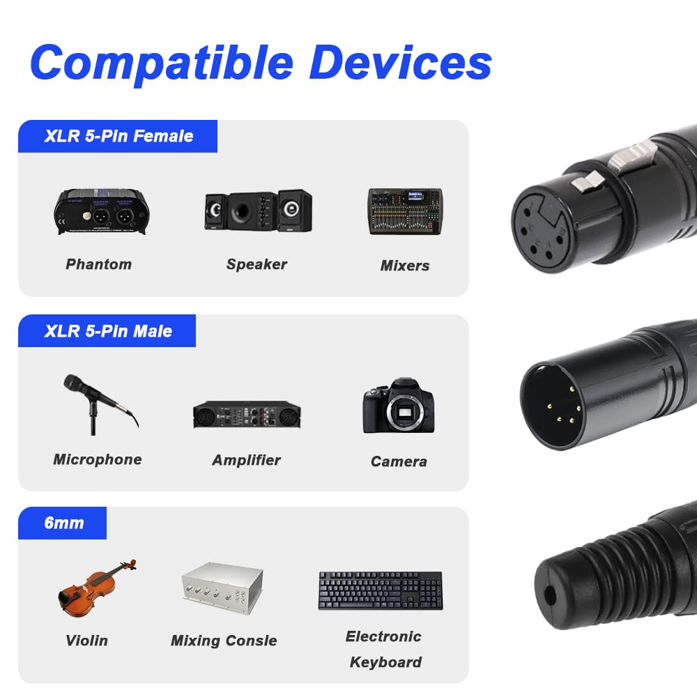 HAAMNING7 5 polige XLR Buchsen und 5 polige XLR Stecker, 5 polige XLR Stecker, Audio Mikrofon Stecker für Lautsprecher, Mikrofon, Kamera, Verstärker (8 Stück)