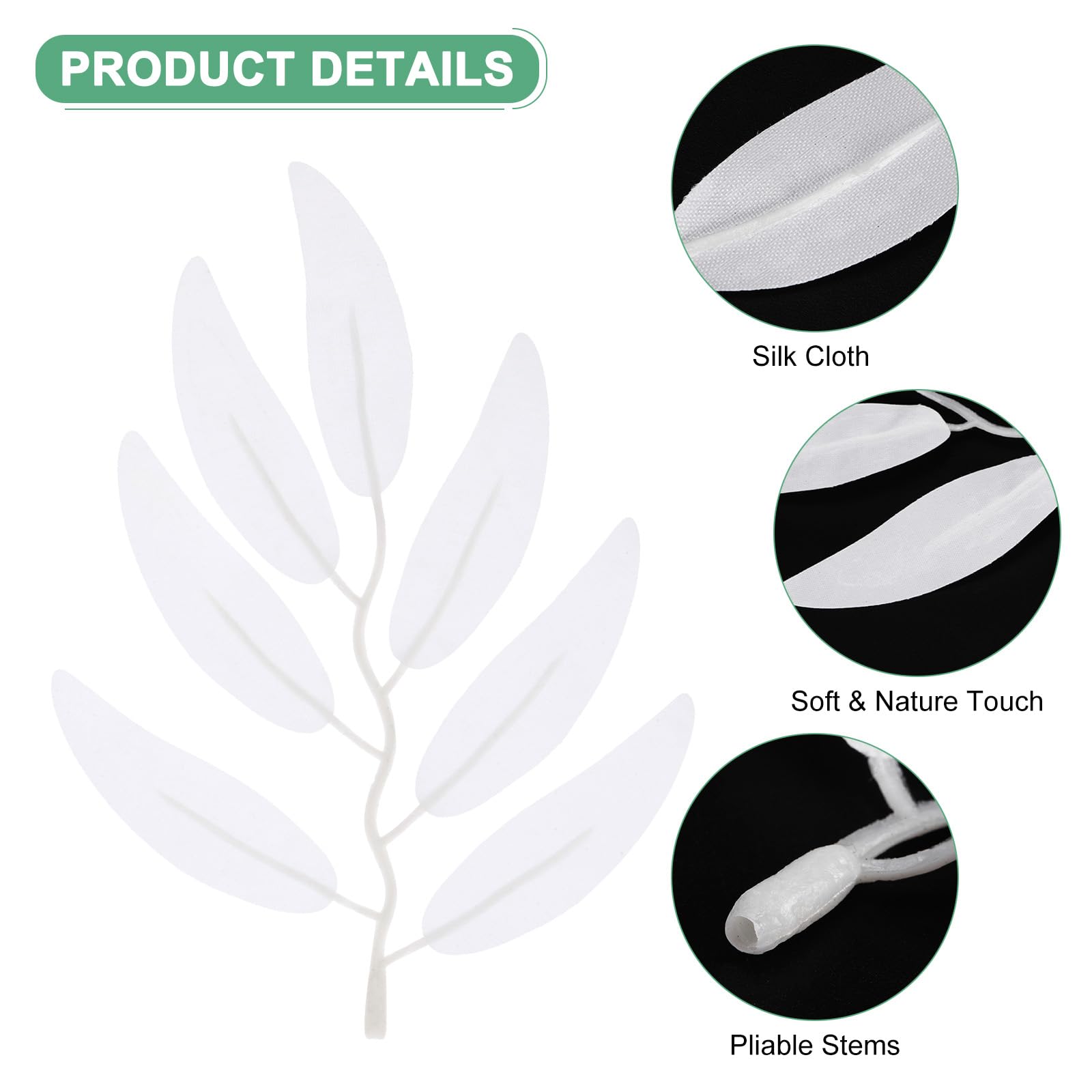 M METERXITY 100-Pack Artificial Willow Leaves, Artificial Fake Willow Garland Stems for Bouquet/Wedding/Wreaths/Decorations - Image 2