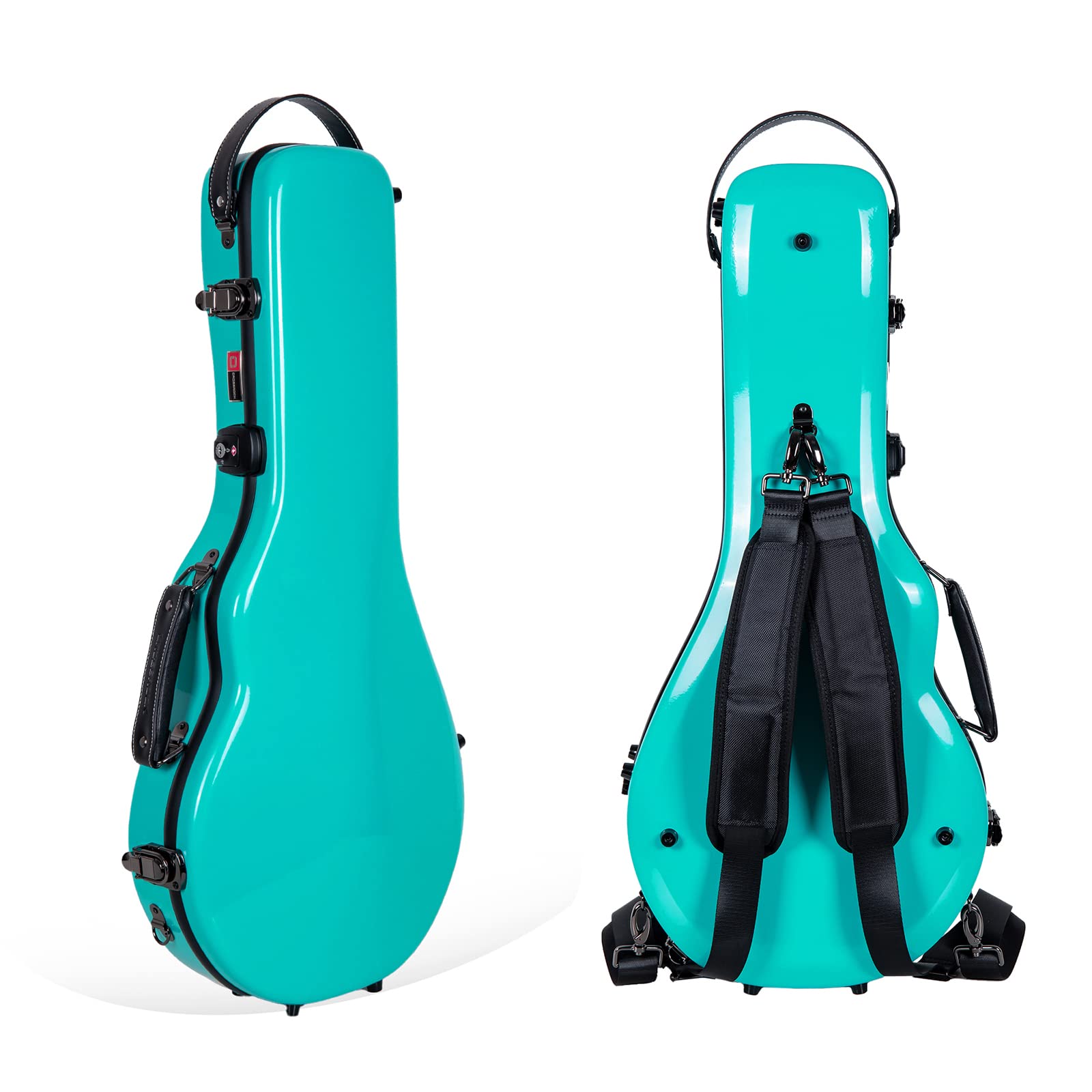 Crossrock Fiberglass Mandolin Case - Fits A & F Styles, TSA Lock, Padded Backpack Straps, Yellow