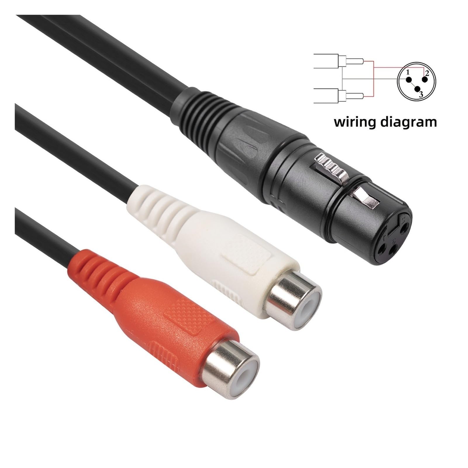 Cable divisor XLR hembra a doble RCA Y 2 RCA a 1 XLR hembra no equilibrado adaptador de sonido transparente para amplificadores de batidora
