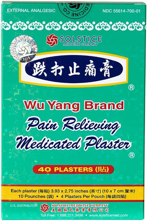 Wu Yang Brand Pain Relieving Medicated Plaster (40 Plasters per Box) (1 Box)