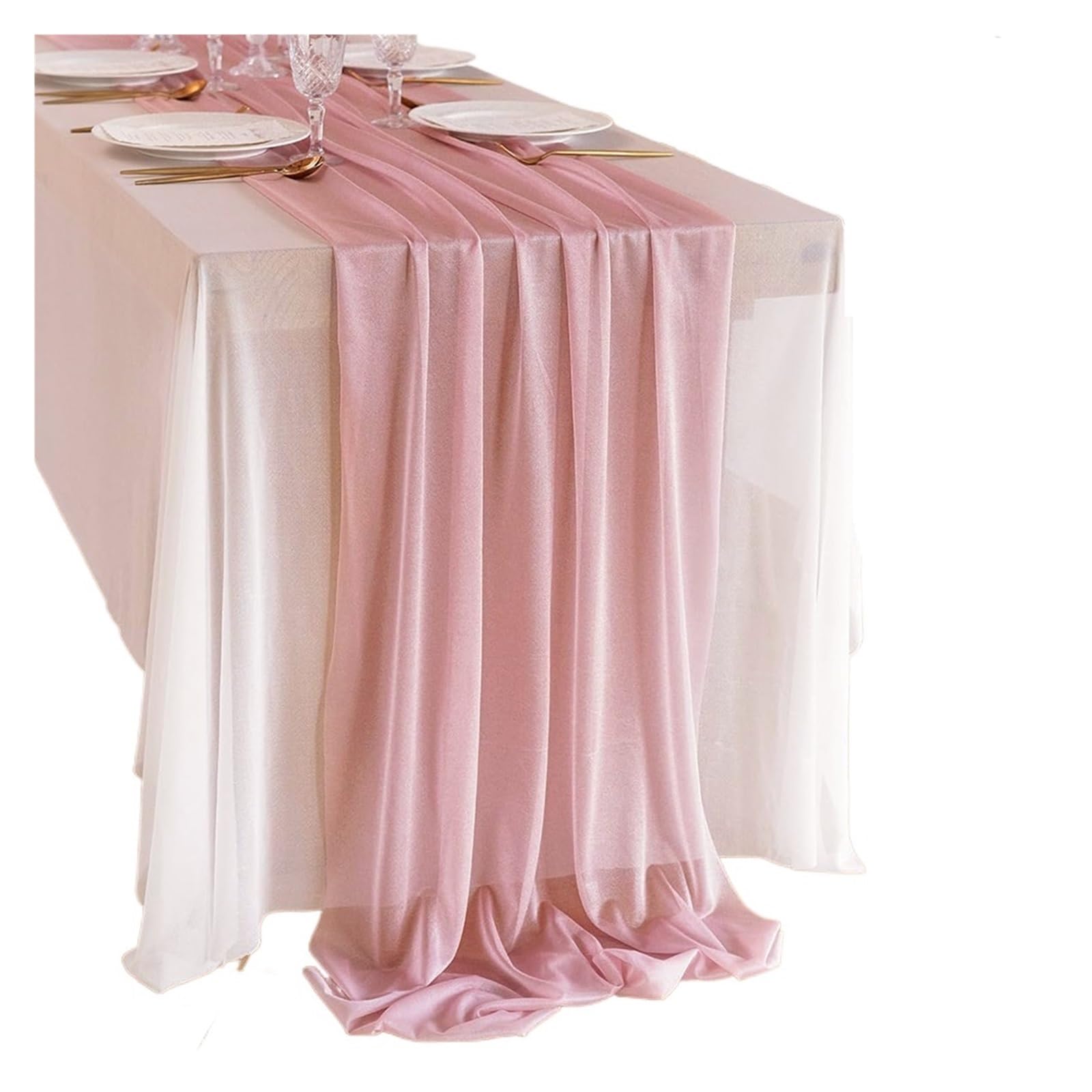 Chiffon Table Runner Chiffon Table Runner Vertical Tablecloth for Decorations Shiny Fabric Merry(Color 5,75x300CM)