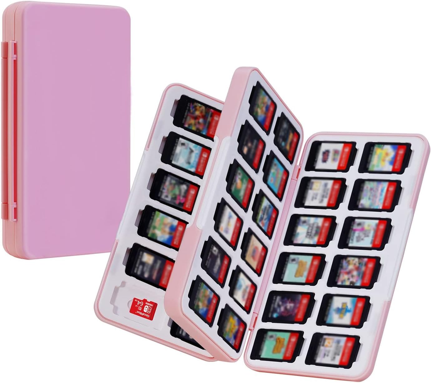 JINGDU 48-Slot Switch Game Case for Nintendo Switch, The Game Cartridge Case Holder for Switch/NS/OLED/Lite Games Can Store 48 Game Cards and 24 Micro SD Cards, Hard Shell, Silicon Lining, Sailor Moon