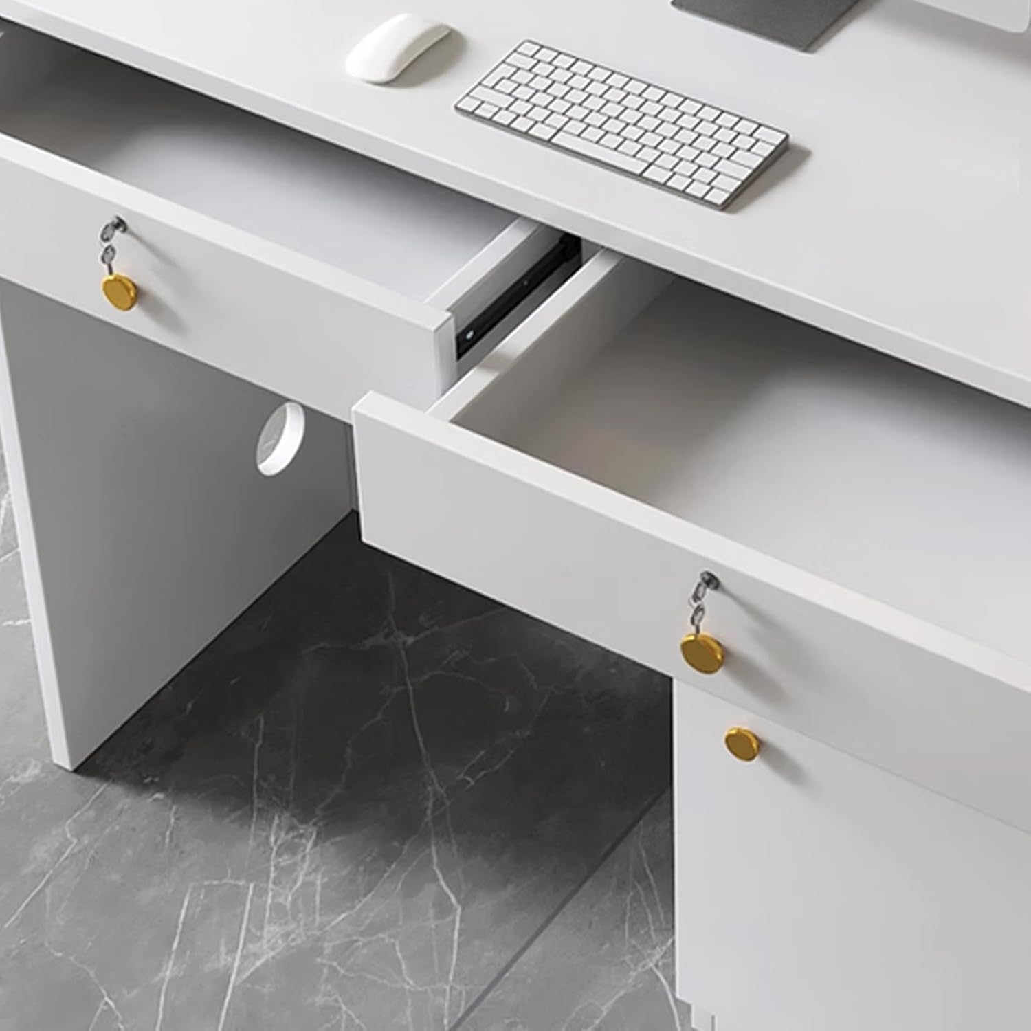 JKGHK Reception Desk, Modern Front Counter Table with Lockable Drawer, Office Wooden Computer Checkout Counter with Cabinet, for Salon Reception Room(Natural A,60x45x95cm)