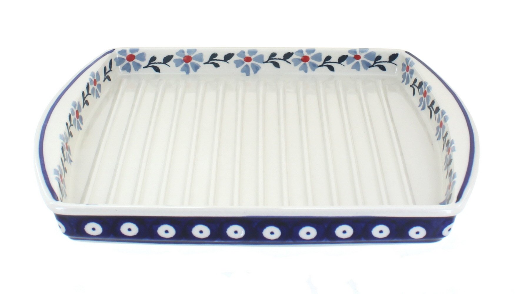 Blue Rose Polish Pottery Blue Violet Bacon Cooker