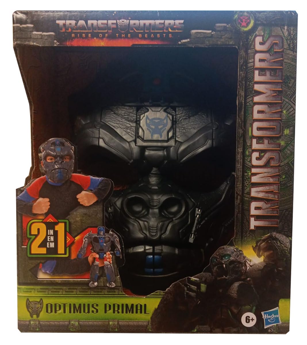 Transformers Toys Rise of the Beasts Film Optimus Primal 2-in-1 Converting Mask for Ages 6 and Up, 22.5 cm