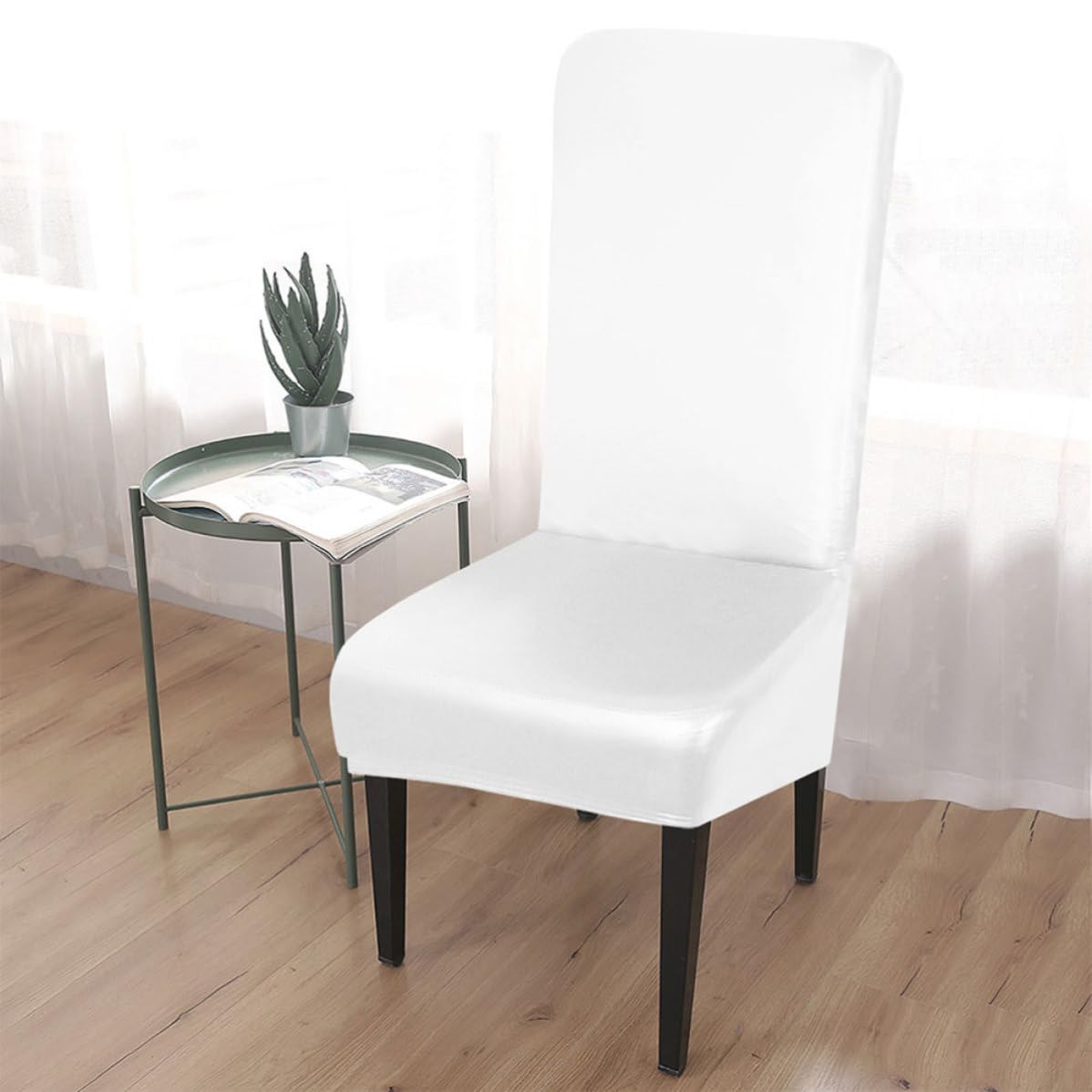 Mikinona Funda de Silla Elástica de PU, 4 Piezas en Color Blanco