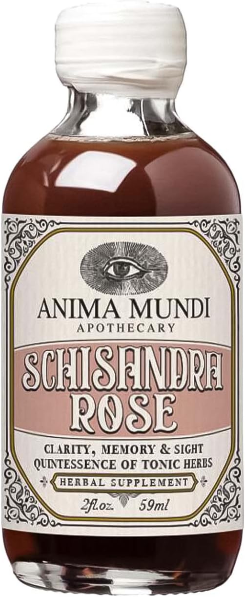 Anima Mundi Apothecary Schisandra Rose Elixir - Liquid Schisandra Berry Adaptogen Supplement with Wildcrafted Rose Petals for Liver and Kidney Support - Anima Mundi Beauty Supplements (2oz / 59ml)