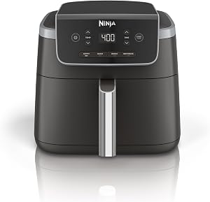 Ninja Air Fryer Pro 4in1, 5 QT (4.7 L) Capacity, Air Fry, Roast, Bake, Reheat, Dehydrate, Roast, Crisp Technology, Nonstick Basket & Crisper Plate, Grey, AF141C (Canadian Version)