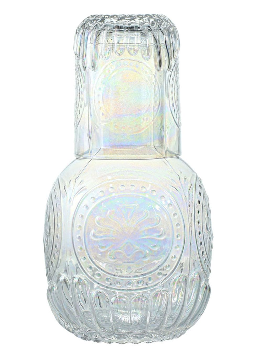 Carafe à eau rétro en verre transparent avec gobelet en verre, pichet en verre et tasse de nuit