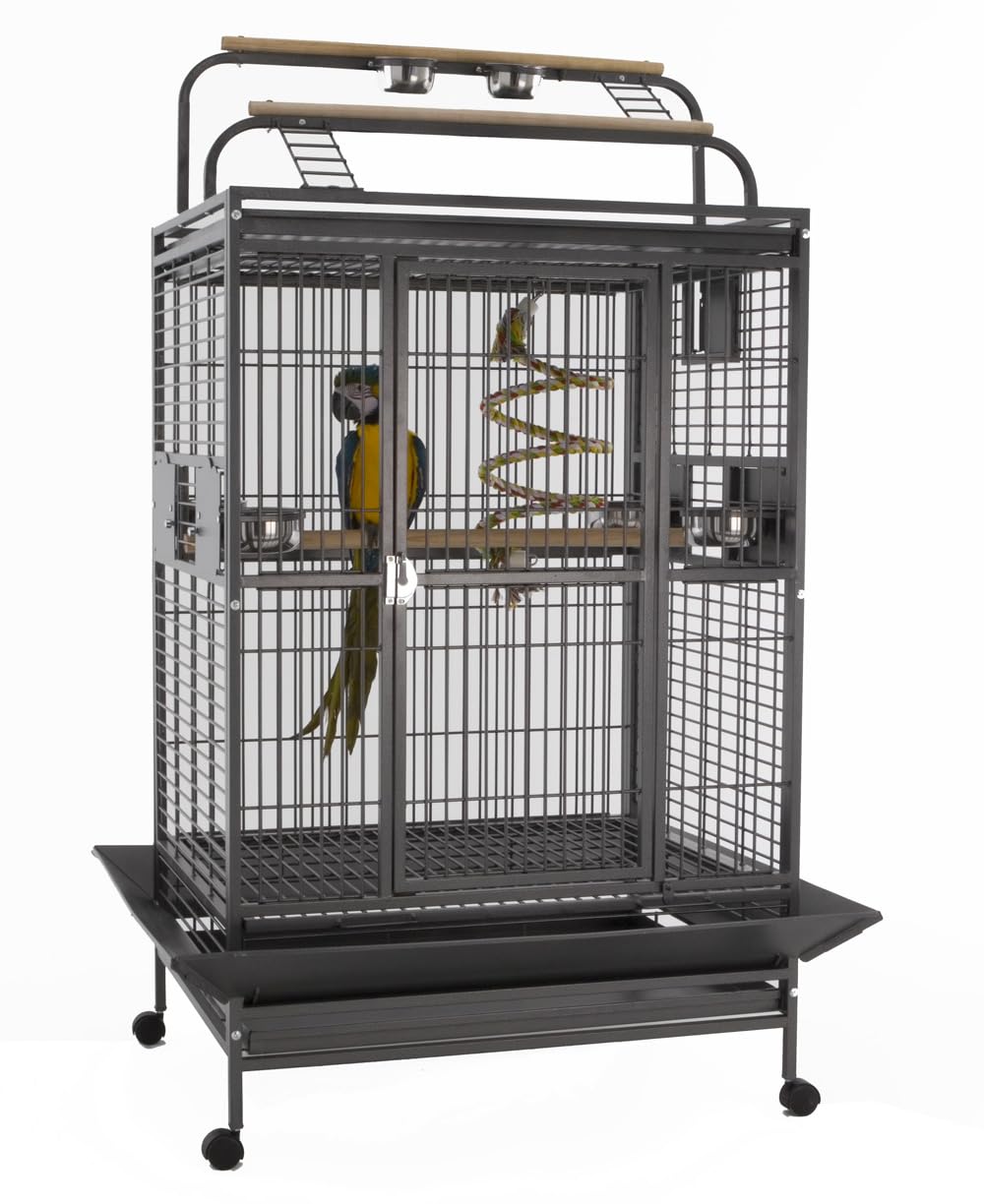 Kompletter Papageienkäfig | Großer Vogelkäfig Ideal für mittelgroße und große Papageien | Maße 91 x 71 x 171,5 cm | Gewicht 61 kg