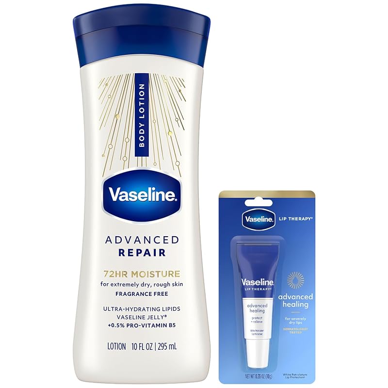 Loção corporal Vaseline Intensive Care sem fragrância e bálsamo labial Lip Therapy, 2 unidades