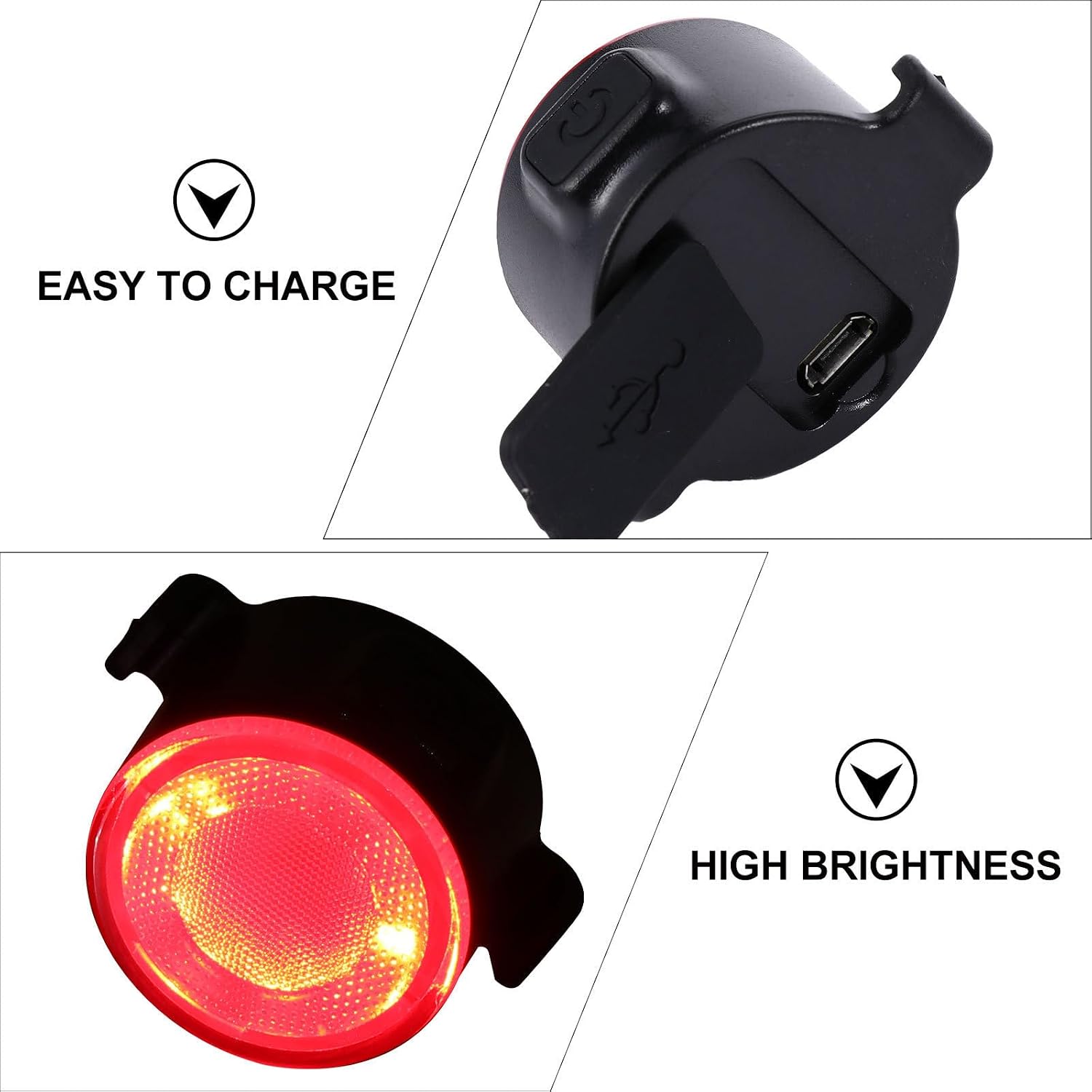 Toddmomy Rechargeable Bike Light Set with Front Headlight and Rear Taillight, Tool-Free Installation, Waterproof PVC Material, for Bike Night Riding and Emergency Use
