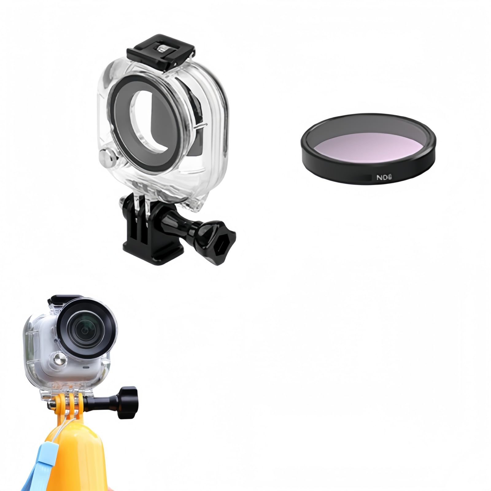 Wodoodporny zestaw kompatybilny z Insta360 GO Ultra, obudowa do nurkowania głębokiego 50 m z filtrem, pływający uchwyt, wkładka przeciwmgielna, do sportów podwodnych i vlogowania (tylko kamera ND8)
