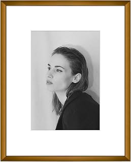 Golden State Art 8x10 Bronze Aluminum Frame with White Mat, Real Glass