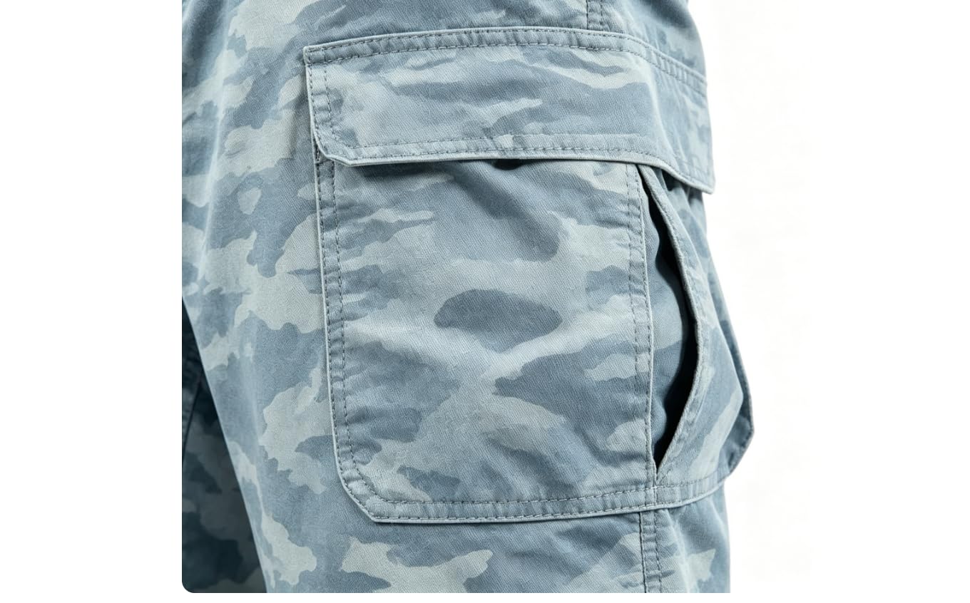 Pantaloncini cargo da uomo mimetici, da lavoro, con diverse tasche