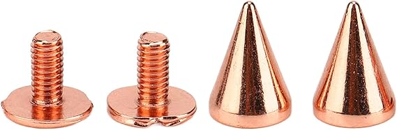 Nutriess Spiked Cone Spike Studs 7x10mm High Hardness Metal Plating Rose Gold Screw Back Kit for DIY Clothing Shoes Punk Rivets 100 Sets (7 * 10mm)