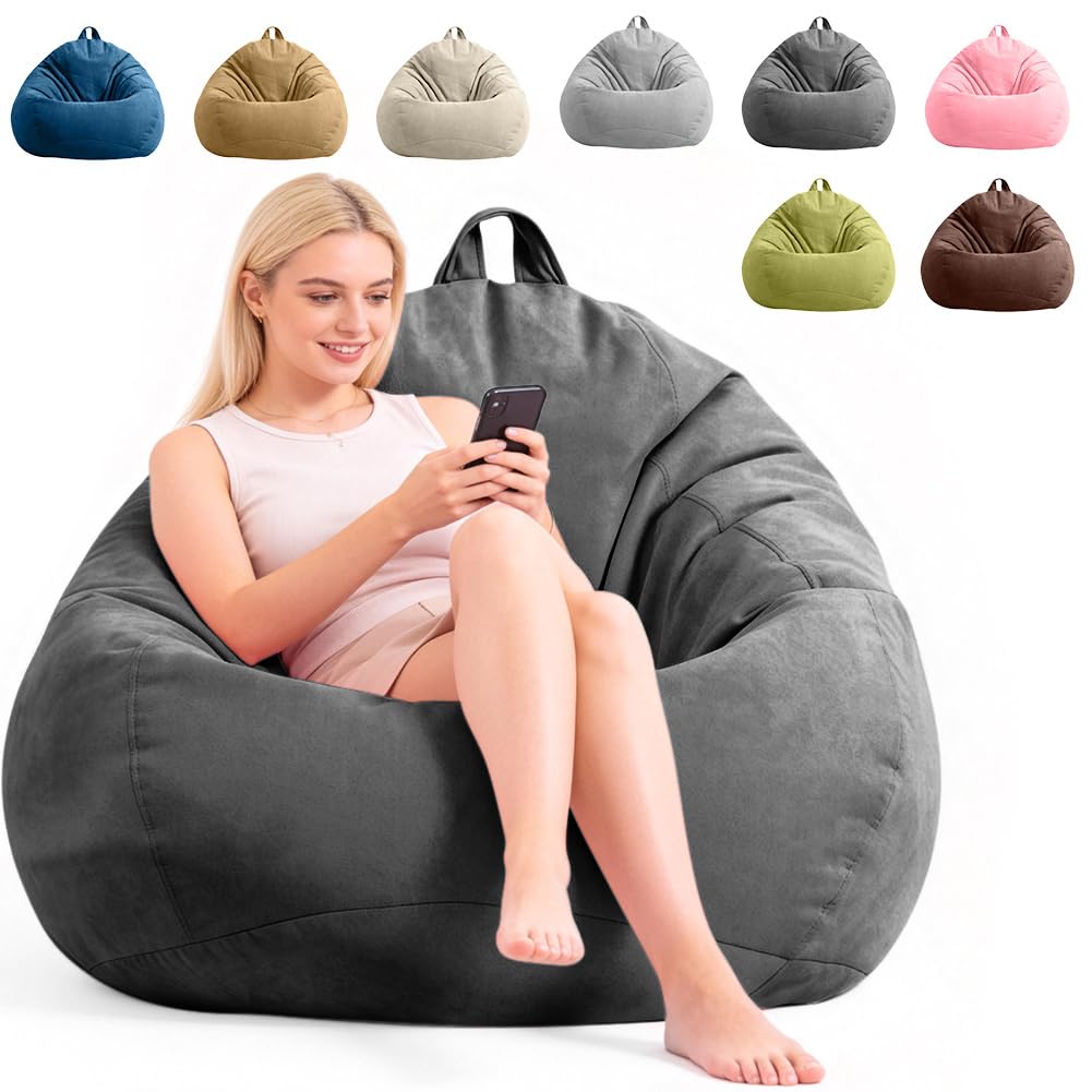 DASIAUTOEM Pouf XL (sans remplissage), Poufs forme goutte uniquement housse, Grand pouf de jeu XL Bean Bag Chair, Pouf sans remplissage pour salon chambre des enfants canapé extérieur déco, 100x120 cm