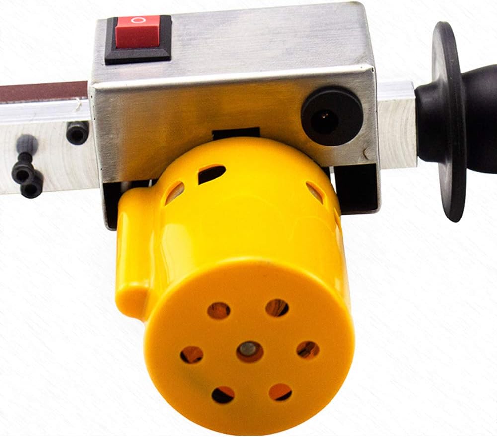 Electric Belt Sander Hand-held Polishing Grinder Sharpener Mini 13" x 0.4" DIY Power Bench Sanding Machine for Woodworking Portable 7-Speed Belt Machine with 10 Belt(Speed 4000-9000 RPM)