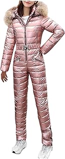 Chaqueta de invierno para mujer, color liso, informal, para snowboard, esquí, deportes al aire libre, cremallera, acolchado, de algodón, con capucha, traje de esquí, chaqueta de otoño, rosa, L, rosa,