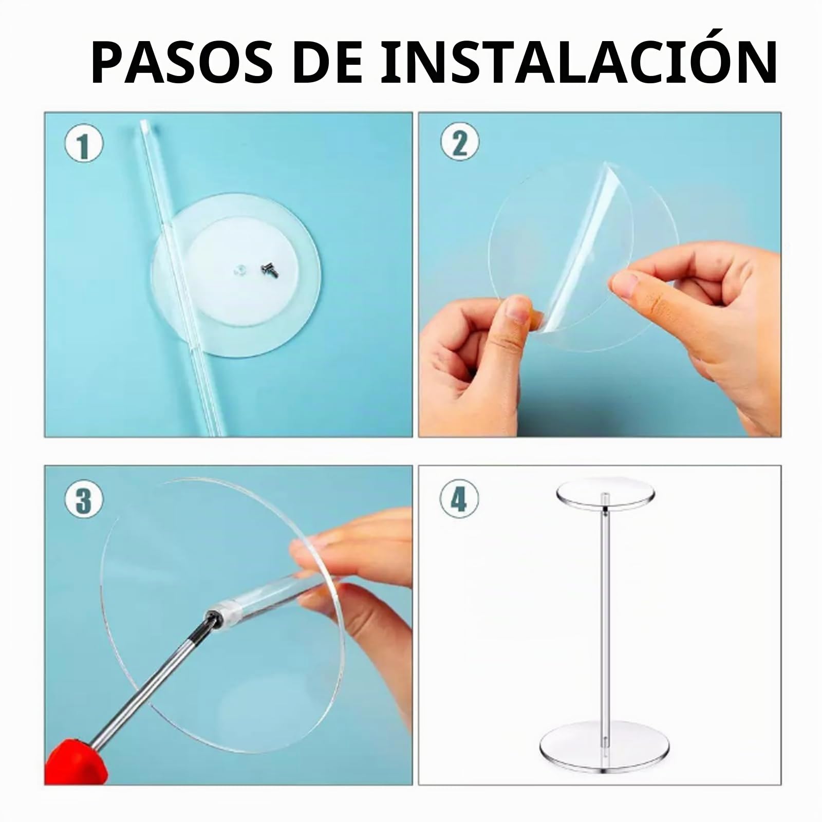2 Juegos de soportes acrílicos transparentes para sombreros y pelucas Soporte para sombreros con base redonda Soporte para pelucas Reloj para sombreros (altura 30 cm, base redonda)