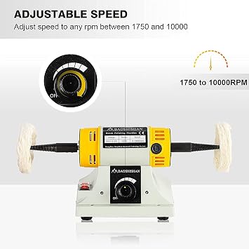 BAOSHISHAN Benchtop Buffer Polisher Grinder Electric Polishing Machine 4 inch Heavy Duty Variable Speed 320W (220V)