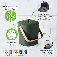 Vista 40 de Bamboozle Countertop Compost Bin Kitchen 1 Gallon Odorless Composting Bin with Filters Indoor Compost Bin with Lid Plant Based Kitchen