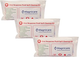 First Response Spill Kit - Be OSHA Compliant | Bloodborne Pathogen & Vomit Cleanup Kit: Comprehensive Spill Response for Bodily Fluids, Ideal for Schools, Restaurants, clinics (3 Pack)
