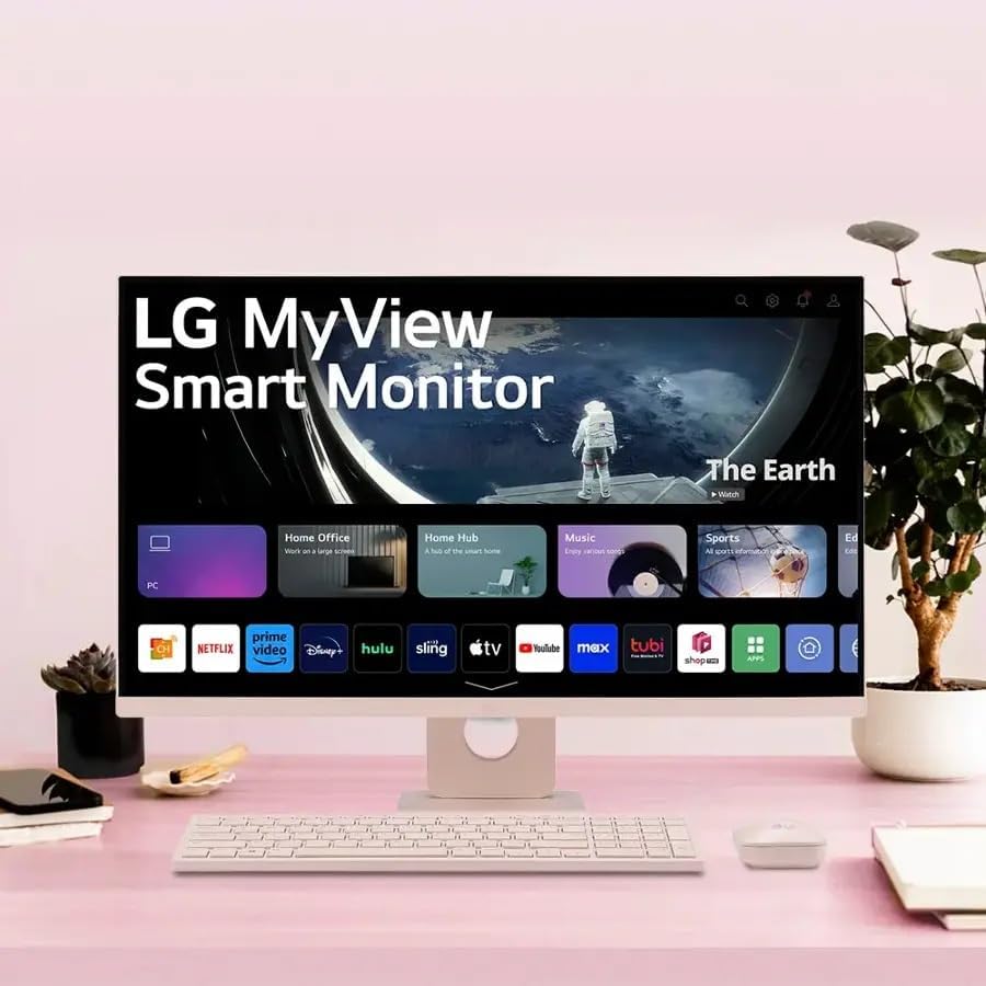 LG MyView Smart Monitor with 'The Earth' content on screen