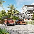 Garvee 20X25 ft Metal Carport with Reinforced Base and Galvanized Steel Roof, Heavy Duty Garage Car Shelter Shade, Outdoor Car Port Canopy