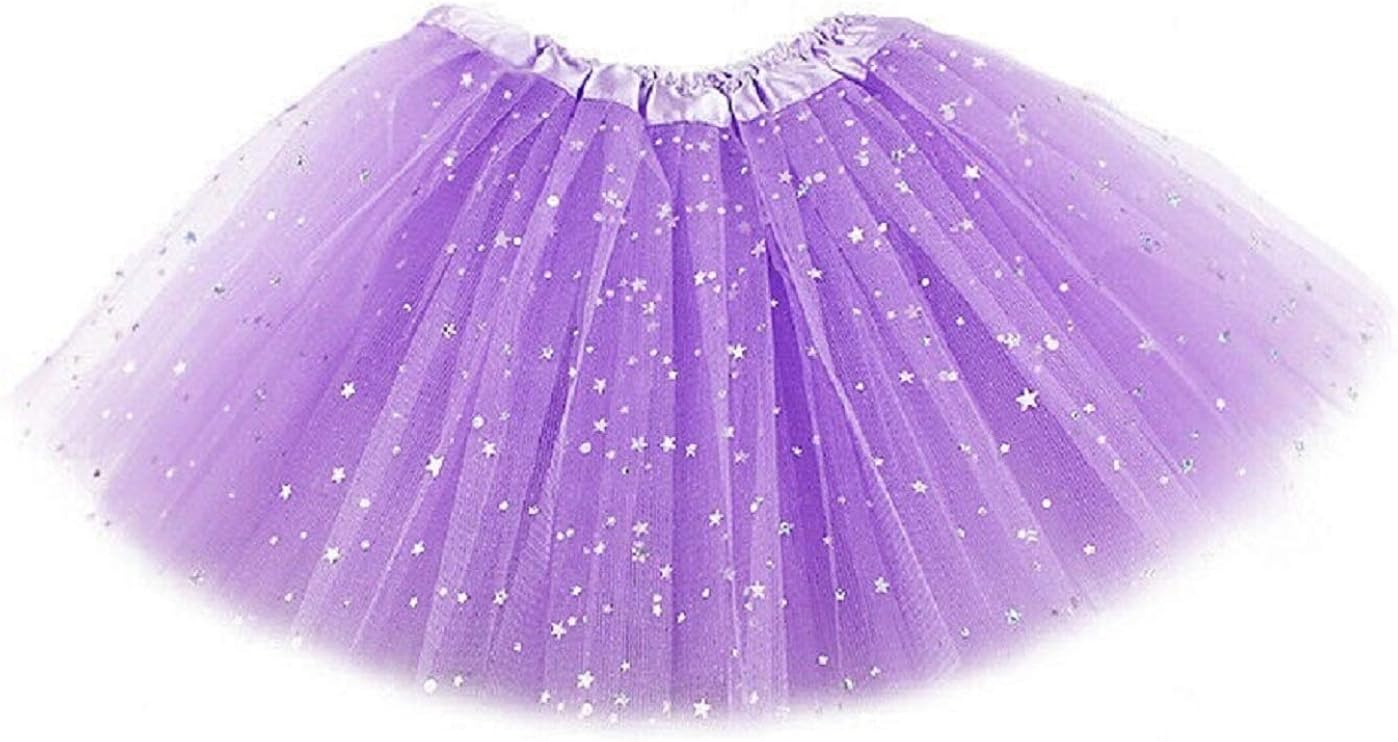 QIN - OKC 12" Girls Fluffy Birthday Christmas Tutu Skirt/Princess Ballet Dance Sparkle Star Polka Dot Solid Sequins Tutus 3-8 Y (Polka dot Black): Clothing