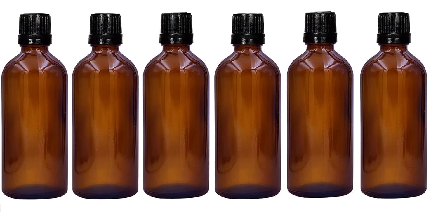 Hunky Dory 6pcs 50ml Amber Glass Bottle with Black Cap And White Plug for Essential Oils, Fragrances, Perfumes,Serum Bottles,Costemic Bottles DIY Skin Care.-picture-49