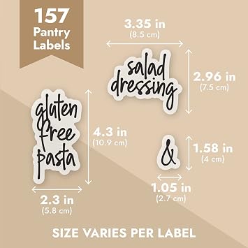 Talented Kitchen Pantry Labels for Food Containers - 157-Piece, Black Script Vinyl - Jar & Bin Labels & Food Storage Organization Stickers