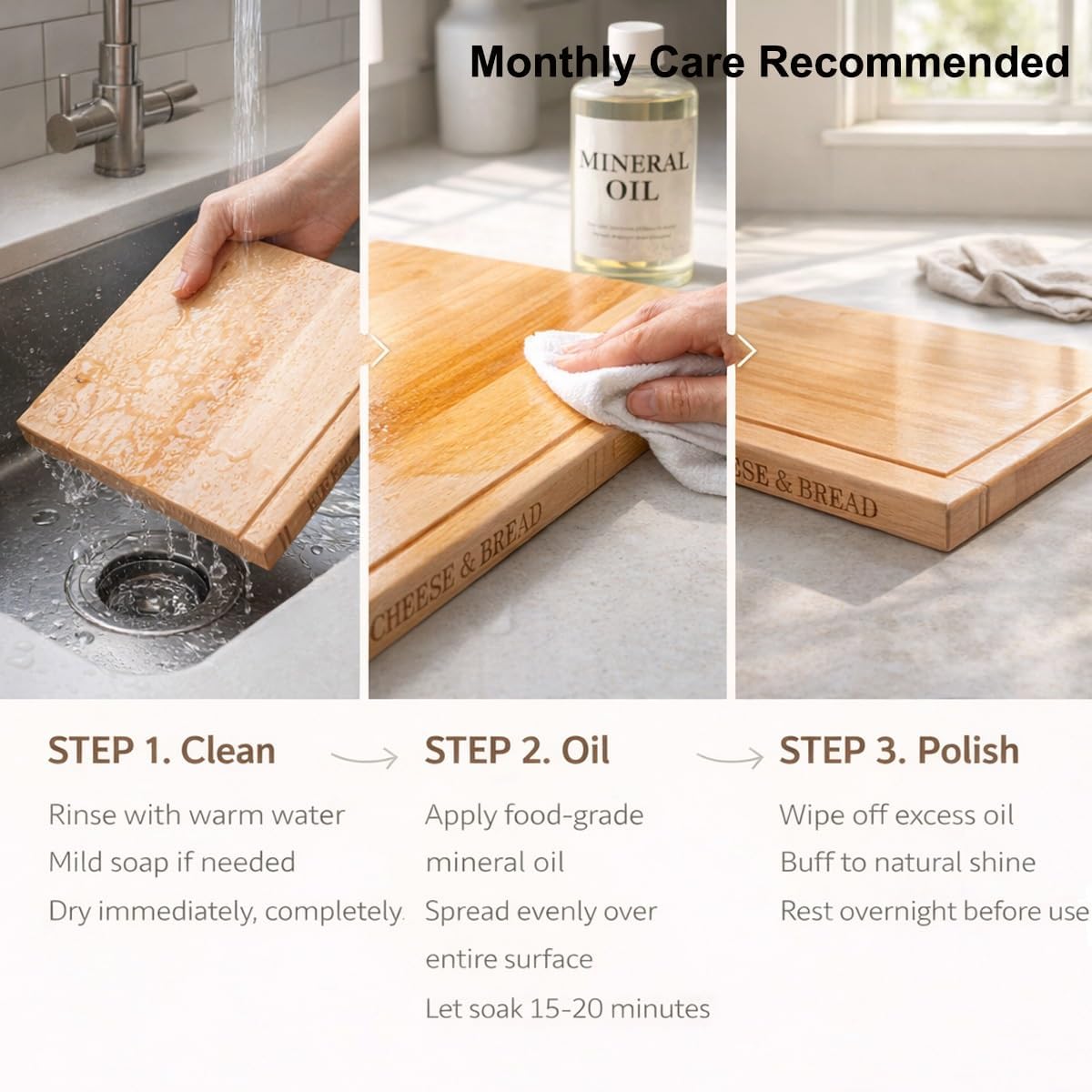 Non Slip Solid Wood Cutting Board Set with Juice Groove, 3 Large Wood Chopping Boards Book Design, Meat Vegetable Cheese Separate Wooden Boards, Space Saving Stand Included, Easy Clean