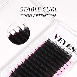 VEYES INC Cashmere Volume Lash Extensions C CC D DD LD L B J M Curl 0.03-0.20 thickness 5-25mm, Super Matte Black Individual Eyelashes Tray, Professional Supplies for Lash Techs (0.03 D 18mm)