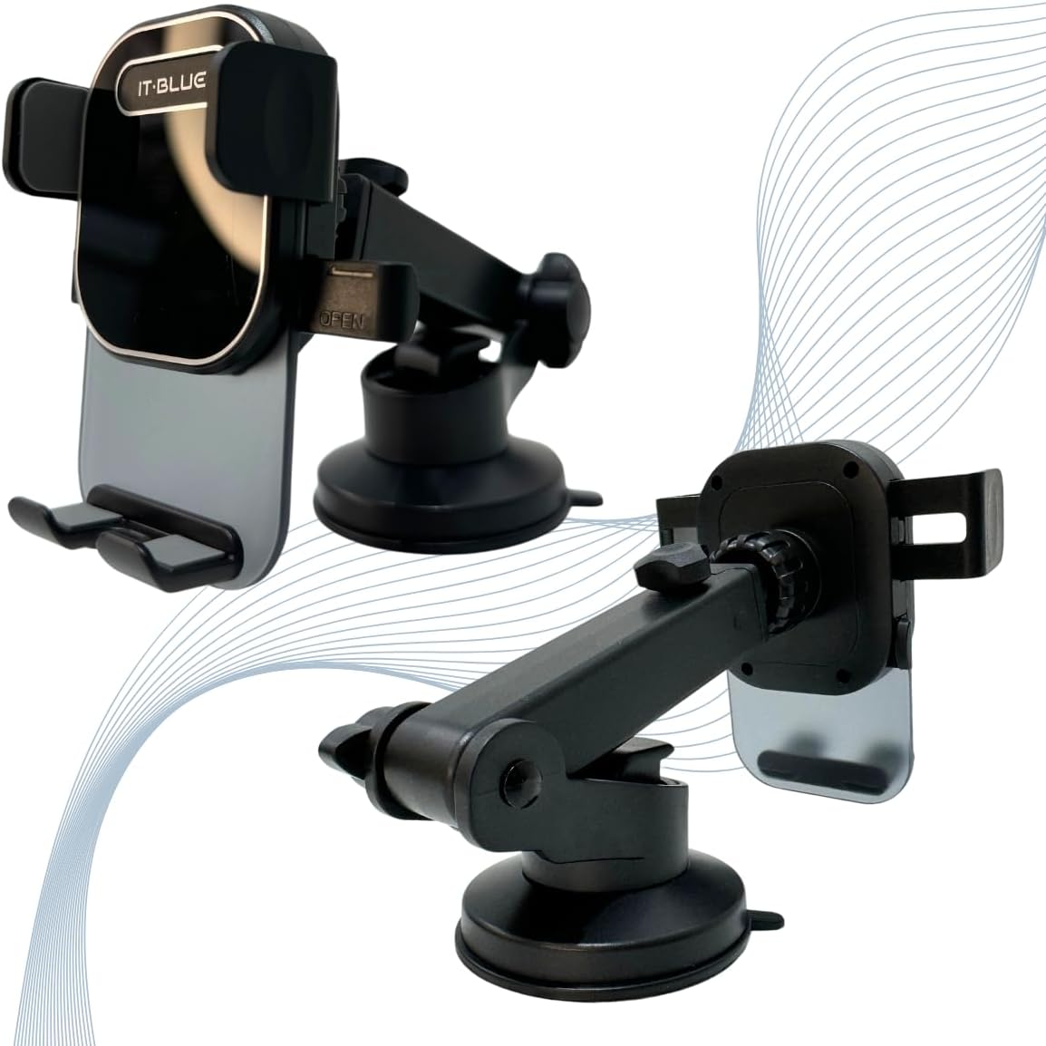 Suporte Celular para Carro, 360°, Antivibração, Antiqueda, Fixação Firme no Vidro e Painel Veicular Automotivo Universal, Compativel com todos os Celulares Apple iPhone Samsung Galaxy - Premium