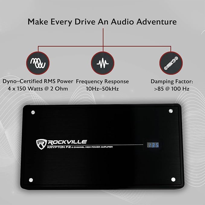 Amplificador de Auto Rockville KRYPTON F2 3200W 4 Canales miniatura 2