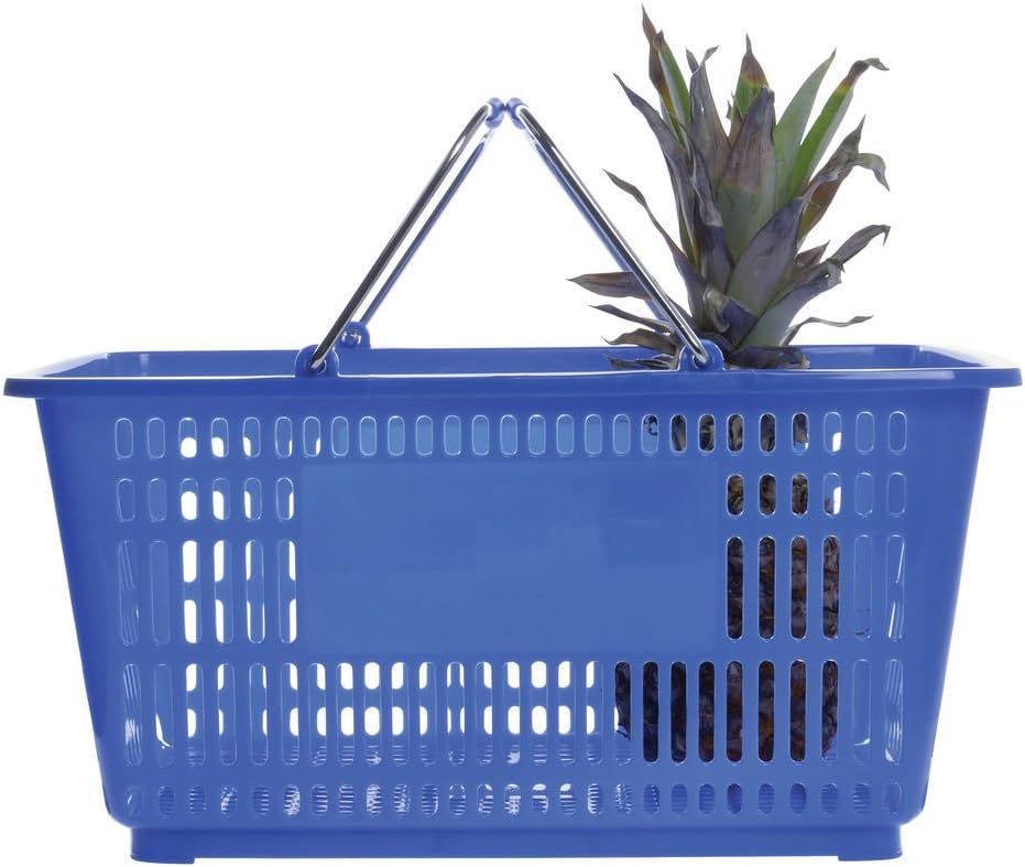 HUBERT Blue Plastic Shopping Basket 32 Liter - 20L x 14W x 9 3/8D