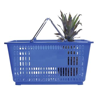 HUBERT Blue Plastic Shopping Basket 32 Liter - 20"L x 14"W x 9 3/8"D