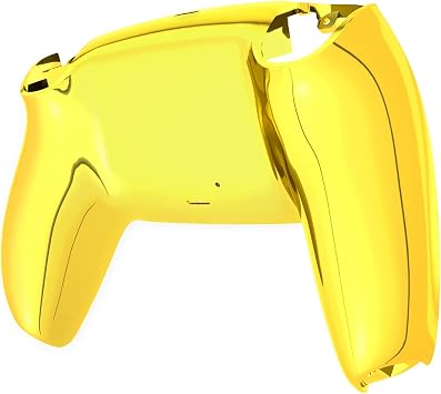 eXtremeRate Chrome Gold Glossy Custom Back Plate Bottom Shell Compatible with ps5 Controller, Replacement Back Shell Cover Compatible with ps5 Controller