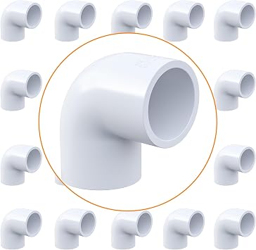 20 Pack White 1/2 inch 90 Degree Elbow Pipe Fittings, 2 Way Right Angle PVC Pipe Elbow Socket x Socket Furniture Build Grade SCH40 PVC Fitting Connectors for DIY PVC Shelf Garden Support