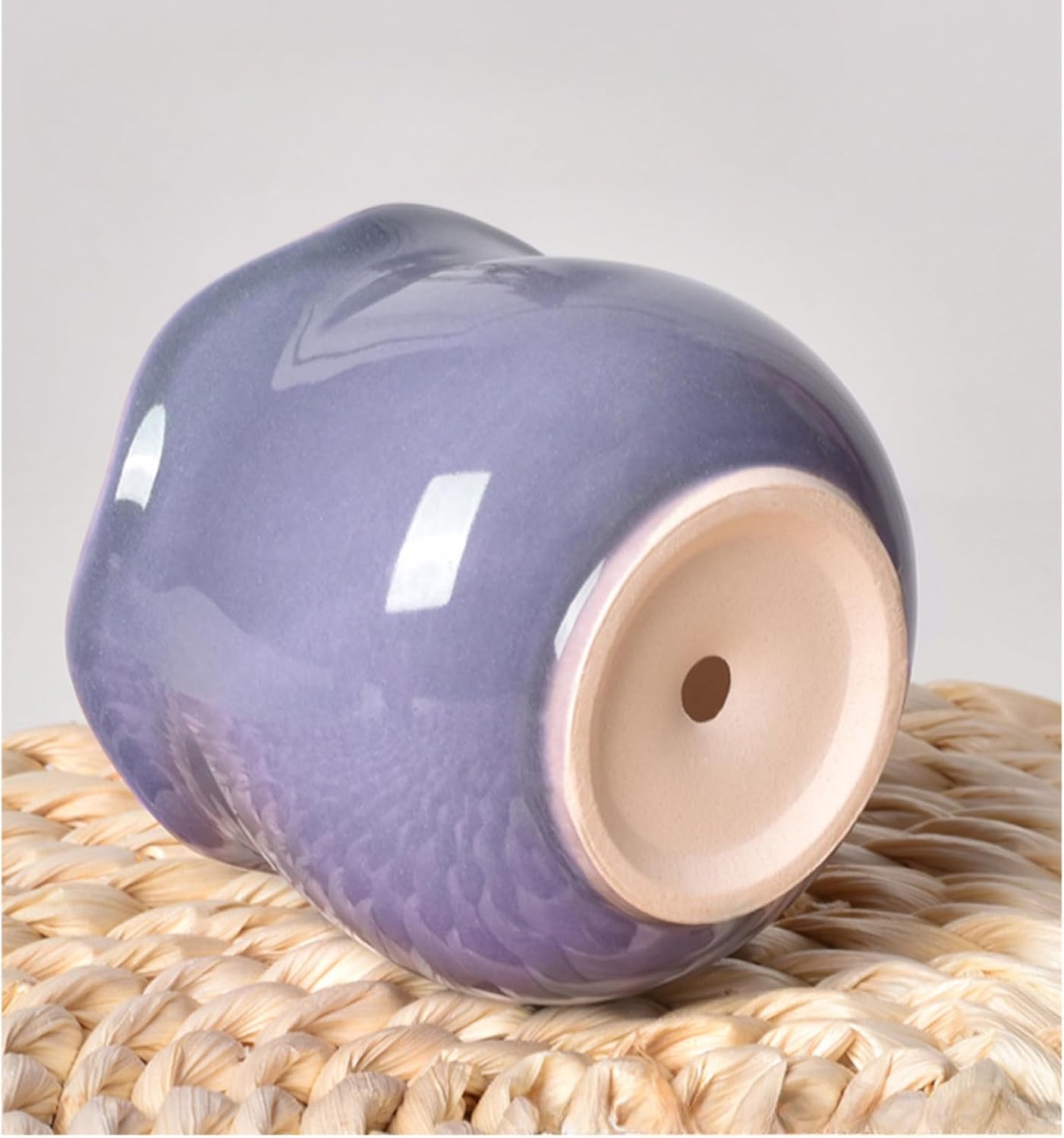Ceramic Art Pots Mini Flowerpot, Home Decorative Ceramic Art Succulent Planters with Drainage, Ceramic Planters for Indoor Plants, for Home and Office Decor (1, Wave Edged/Purple) image 4