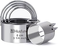 Husfunov Stainless Steel Round Cookie Cutters Set - 5 Sizes with Handles, Professional Biscuit Dough Cutters for Cookies, Cakes & Baking