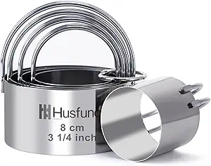 Round Cookie Cutter Set with Handles - 5 Pieces Stainless Steel Baking Tools