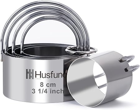 Husfunov Biscuit Cutter Set, Round Cookie Cutters with Handle