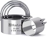 Biscuit Cutter Set Round Cookie Cutters with Handle 5 Pieces Stainless Steel Circle Professional Baking Dough Tools for Cake