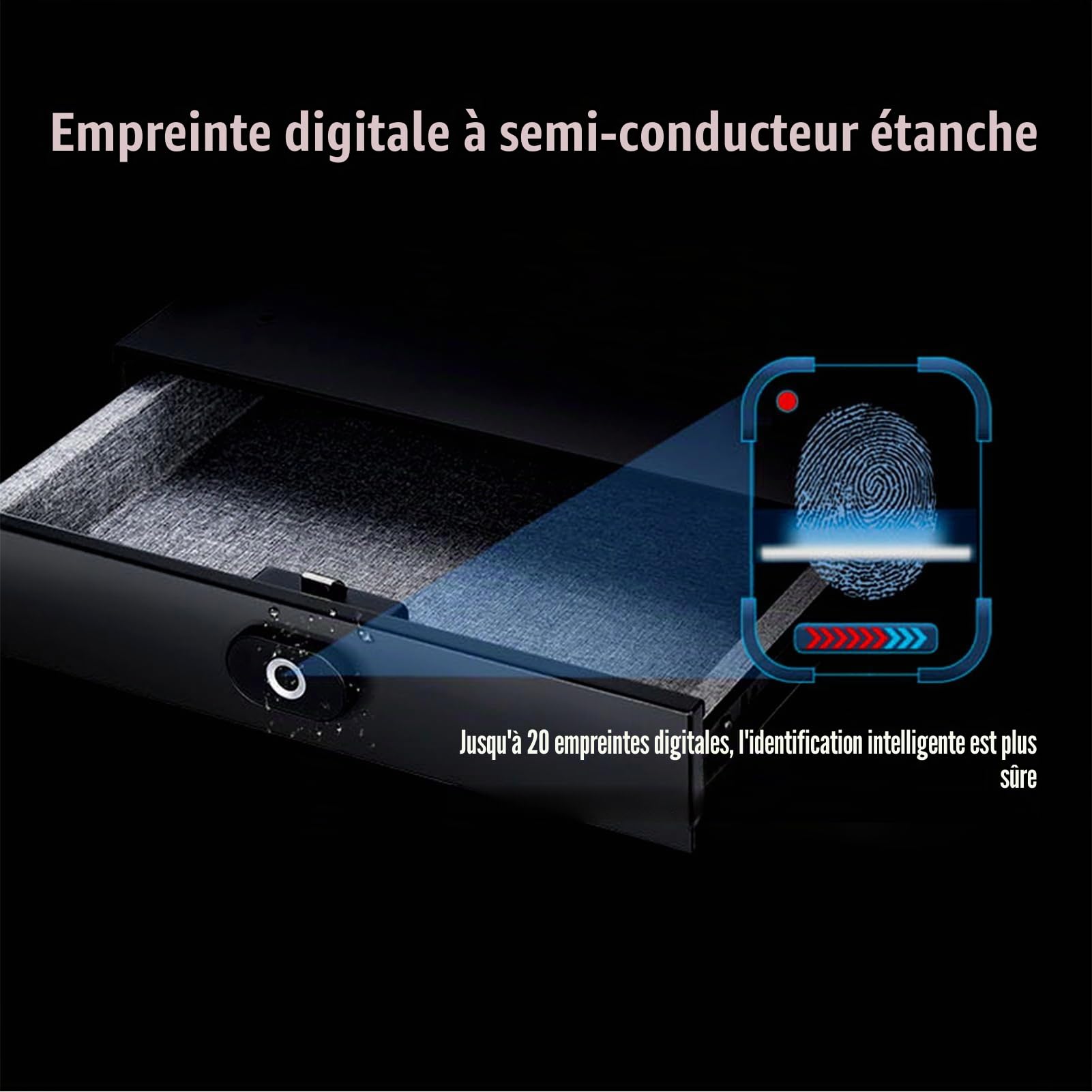 Coffre-fort à Empreintes Digitales, Coffre-fort Intelligent Portable avec Rail Coulissant à Bille en Acier Silencieux pour Hôtel de Bureau à Domicile, Boulon de Verrouillage en